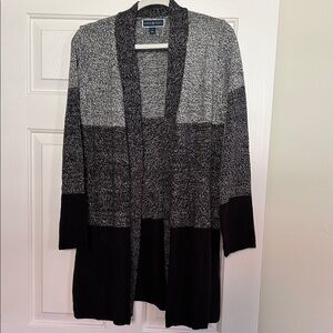Karen Scott Black and Gray Color Block Cardigan